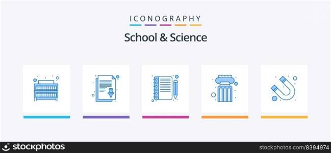School And Science Blue 5 Icon Pack Including magnet. school. education. real. estate. Creative Icons Design