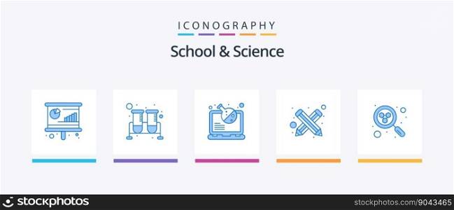 School And Science Blue 5 Icon Pack Including molecule. beaker. pencil. blogging. Creative Icons Design