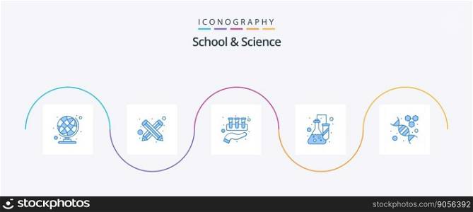 School And Science Blue 5 Icon Pack Including research. test. chemical. science. chemistry