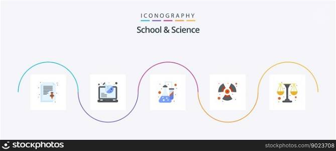 School And Science Flat 5 Icon Pack Including scale. energy. chemistry. wind. fan