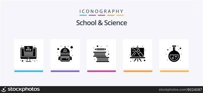 School And Science Glyph 5 Icon Pack Including experiment. painting. books. landscape. board. Creative Icons Design