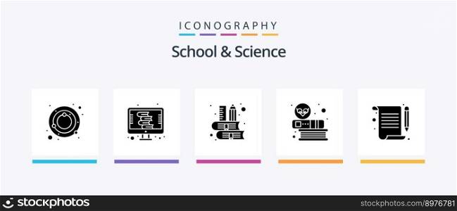 School And Science Glyph 5 Icon Pack Including notes. knowledge. book. education. books. Creative Icons Design