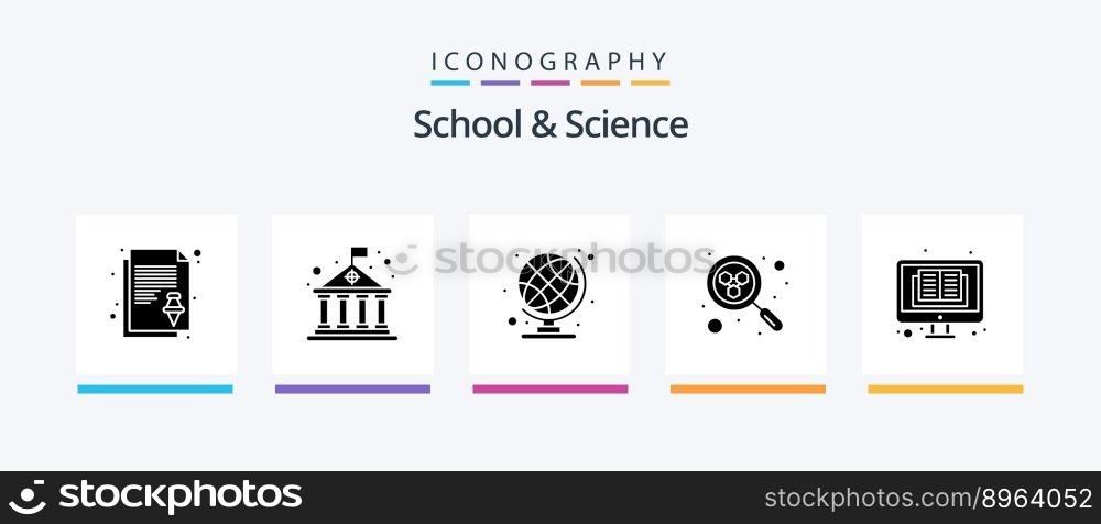 School And Science Glyph 5 Icon Pack Including online. search. education. science. atom. Creative Icons Design