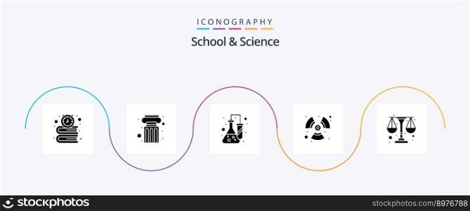School And Science Glyph 5 Icon Pack Including scale. energy. chemistry. wind. fan