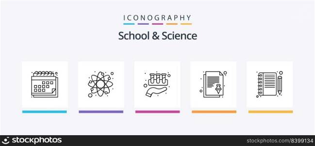 School And Science Line 5 Icon Pack Including lab. beaker. globe. education. Creative Icons Design
