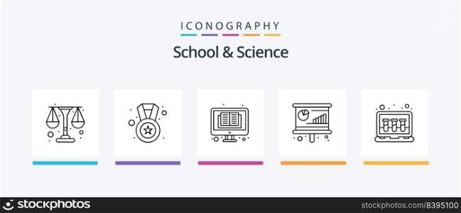 School And Science Line 5 Icon Pack Including molecule. physic. pencil. blogging. Creative Icons Design
