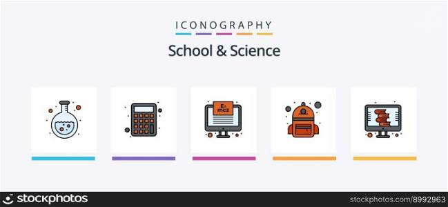 School And Science Line Filled 5 Icon Pack Including board. l&. formula. monitor. Creative Icons Design