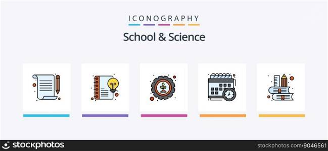 School And Science Line Filled 5 Icon Pack Including calculator. knowledge. article writing. education. books. Creative Icons Design