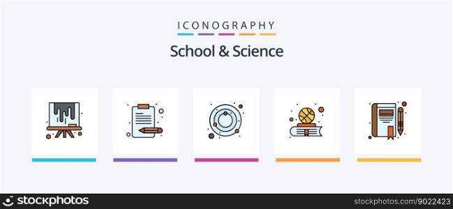 School And Science Line Filled 5 Icon Pack Including read. study. book. school. calendar. Creative Icons Design