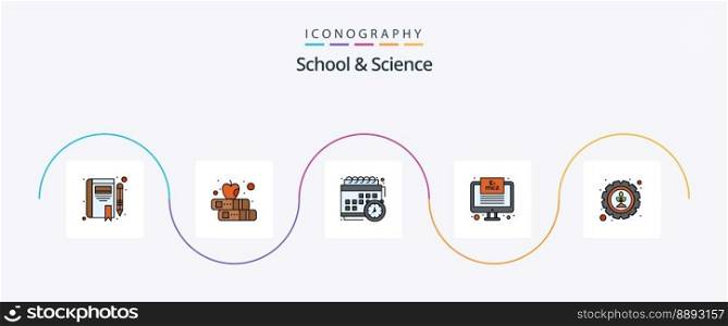 School And Science Line Filled Flat 5 Icon Pack Including nature. calendar. formula. monitor