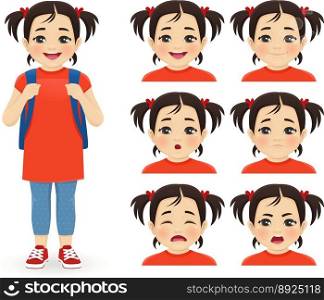 School asian girl emotions vector image