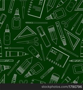 school background. school supplies. pencil, ruler and other stationery. green pattern. school background. school supplies. pencil, ruler and other stationery. green pattern.