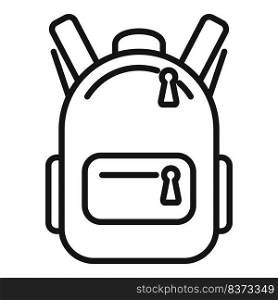 School backpack icon outline vector. Paper form. Exam test. School backpack icon outline vector. Paper form