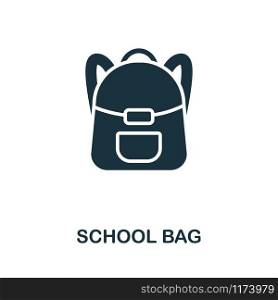 School Bag icon vector illustration. Creative sign from education icons collection. Filled flat School Bag icon for computer and mobile. Symbol, logo vector graphics.. School Bag vector icon symbol. Creative sign from education icons collection. Filled flat School Bag icon for computer and mobile