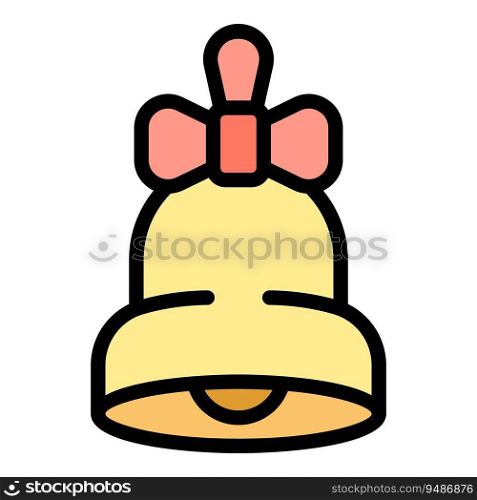 School bell icon outline vector. Gold hand. Old bell color flat. School bell icon vector flat