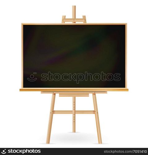 School Blackboard Vector. Wooden Frame. Classic Empty Education Chalkboard. Isolated Realistic Illustration. School Chalkboard Vector. Isolated On White. Realistic Illustration