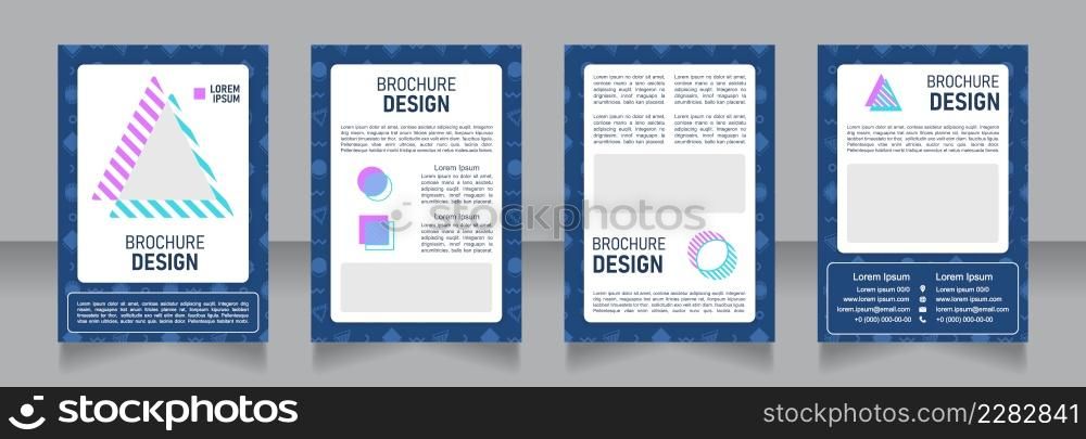School blank brochure design. Template set with copy space for text. Premade corporate reports collection. Editable 4 paper pages. Bahnschrift SemiLight, Bold SemiCondensed, Arial Regular fonts used. School blank brochure design