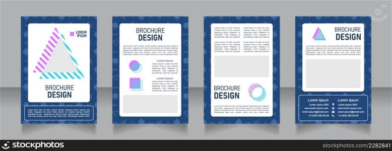 School blank brochure design. Template set with copy space for text. Premade corporate reports collection. Editable 4 paper pages. Bahnschrift SemiLight, Bold SemiCondensed, Arial Regular fonts used. School blank brochure design