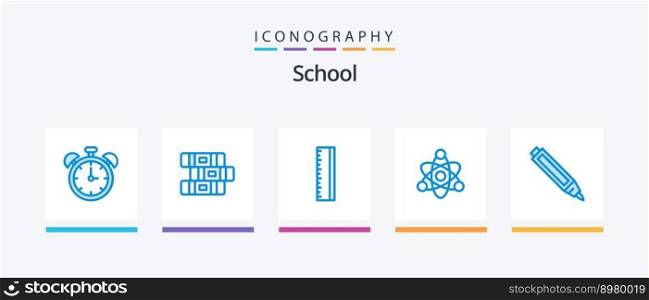 School Blue 5 Icon Pack Including . pencil. ruler. pen. education. Creative Icons Design