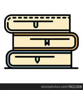 School book stack icon. Outline school book stack vector icon color flat isolated on white. School book stack icon color outline vector