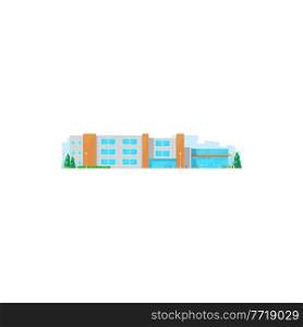 School building icon, college or university, education vector flat house. High or elementary school building, isolated public schoolhouse or academy c&us front, architecture. School building icon, college university education