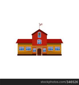 School building icon in cartoon style on a white background. School building icon, cartoon style