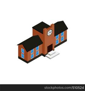 School building icon in isometric 3d style on a white background. School building icon, isometric 3d style