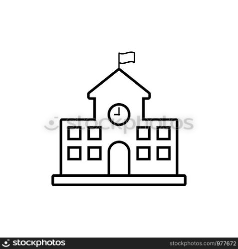 School building icon line style on white background