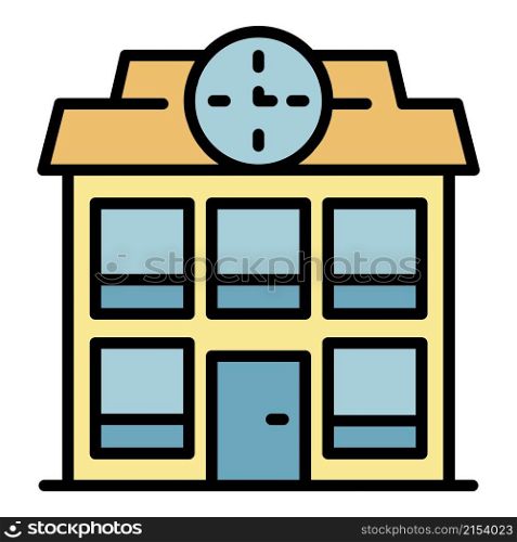 School building icon. Outline school building vector icon color flat isolated. School building icon color outline vector