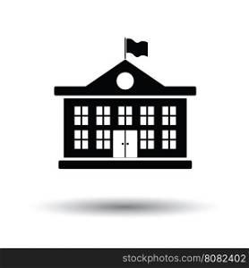 School building icon. White background with shadow design. Vector illustration.