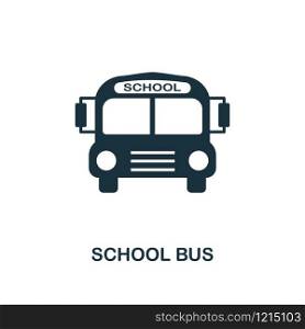 School Bus creative icon. Simple element illustration. School Bus concept symbol design from school collection. Can be used for mobile and web design, apps, software, print.. School Bus icon. Monochrome style icon design from school icon collection. UI. Illustration of school bus icon. Pictogram isolated on white. Ready to use in web design, apps, software, print.