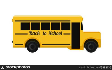 School bus flat illustration. School bus in flat style. Yellow bus on white background