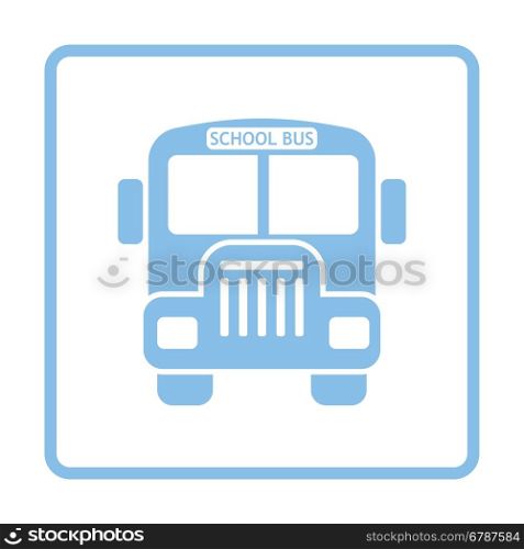 School bus icon. Blue frame design. Vector illustration.