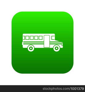 School bus icon digital green for any design isolated on white vector illustration. School bus icon digital green
