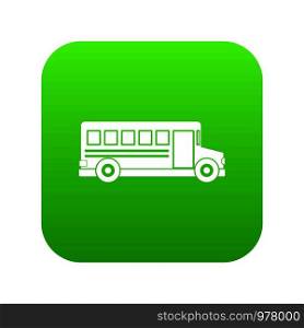 School bus icon digital green for any design isolated on white vector illustration. School bus icon digital green