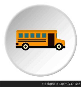 School bus icon in flat circle isolated vector illustration for web. School bus icon circle