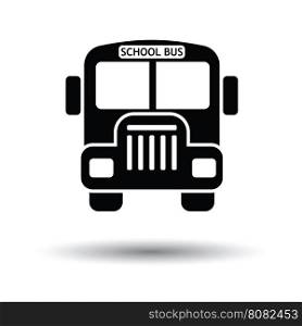 School bus icon. White background with shadow design. Vector illustration.