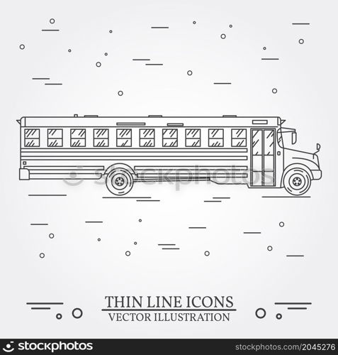 School Bus illustrated on white. For back to school web design and application interface, also useful for infographics. Vector dark grey.. School Bus illustrated on white background.