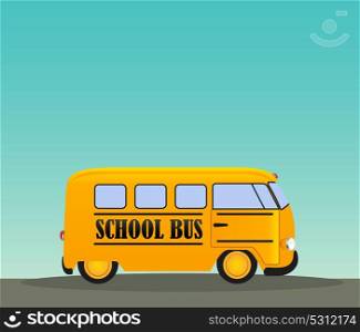 School Bus in Road. Back to School Concept Background EPS10. School Bus in Road. Back to School Concept Background