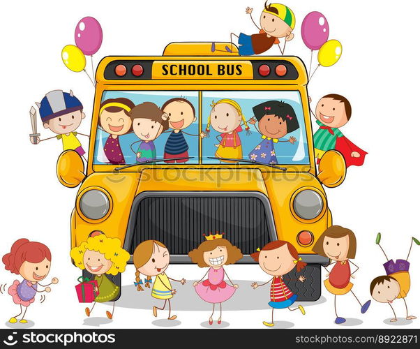 School bus kids vector image — Stockphotos.com