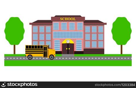 School bus rides to school vector illustration. School bus rides to school
