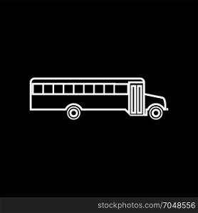 School bus white icon .