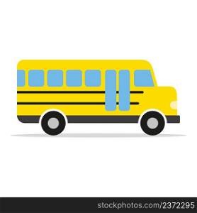 School bus with cartoon style. Flat and solid color vector illustration.