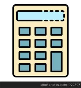 School calculator icon. Outline school calculator vector icon color flat isolated on white. School calculator icon color outline vector