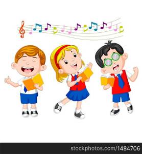 school children singing