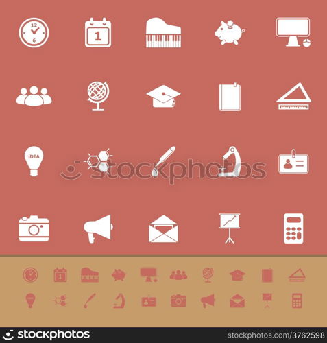 School color icons on brown background, stock vector