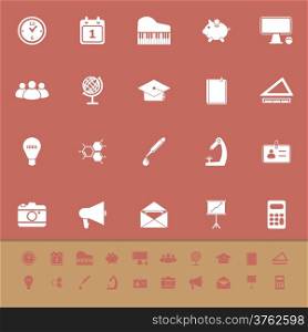 School color icons on brown background, stock vector