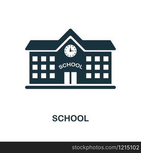 School creative icon. Simple element illustration. School concept symbol design from school collection. Can be used for mobile and web design, apps, software, print.. School icon. Monochrome style icon design from school icon collection. UI. Illustration of school icon. Pictogram isolated on white. Ready to use in web design, apps, software, print.