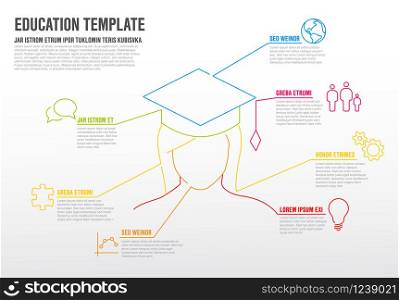 School education Infographic template made from colorful lines and icons