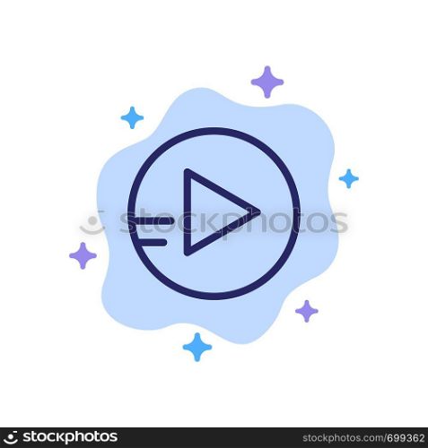 School Education, Play Blue Icon on Abstract Cloud Background